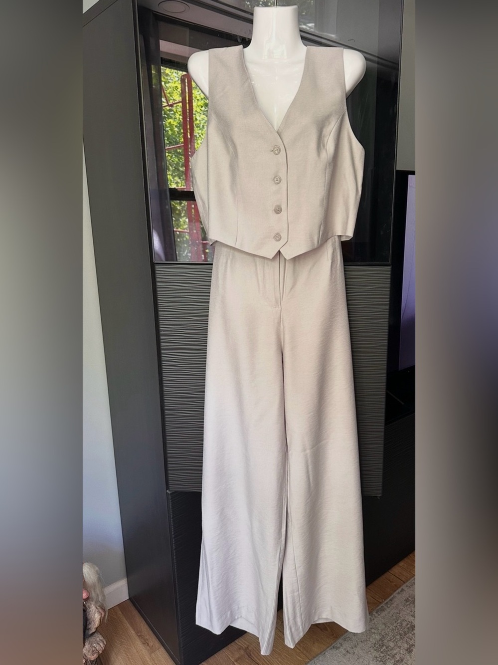Wayf 2 pieces set gray Wide-Leg High-Rise Trousers